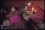 Monks drawing a Mandala, Leh