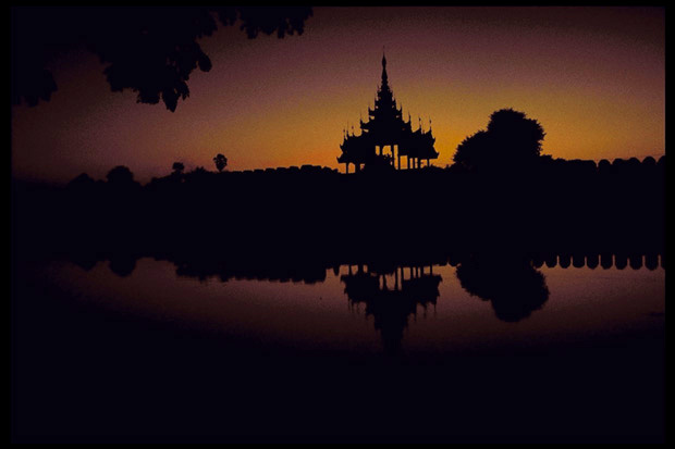 Sunset on Mandalay fort, North Myanmar