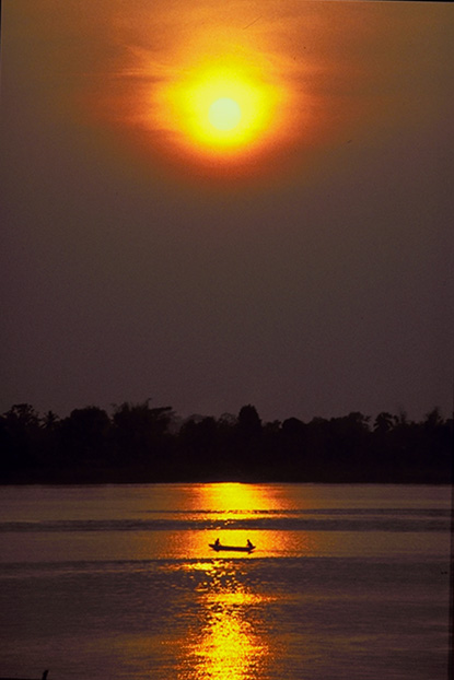 Sunset on the Mekong River, Pakse, South Laos